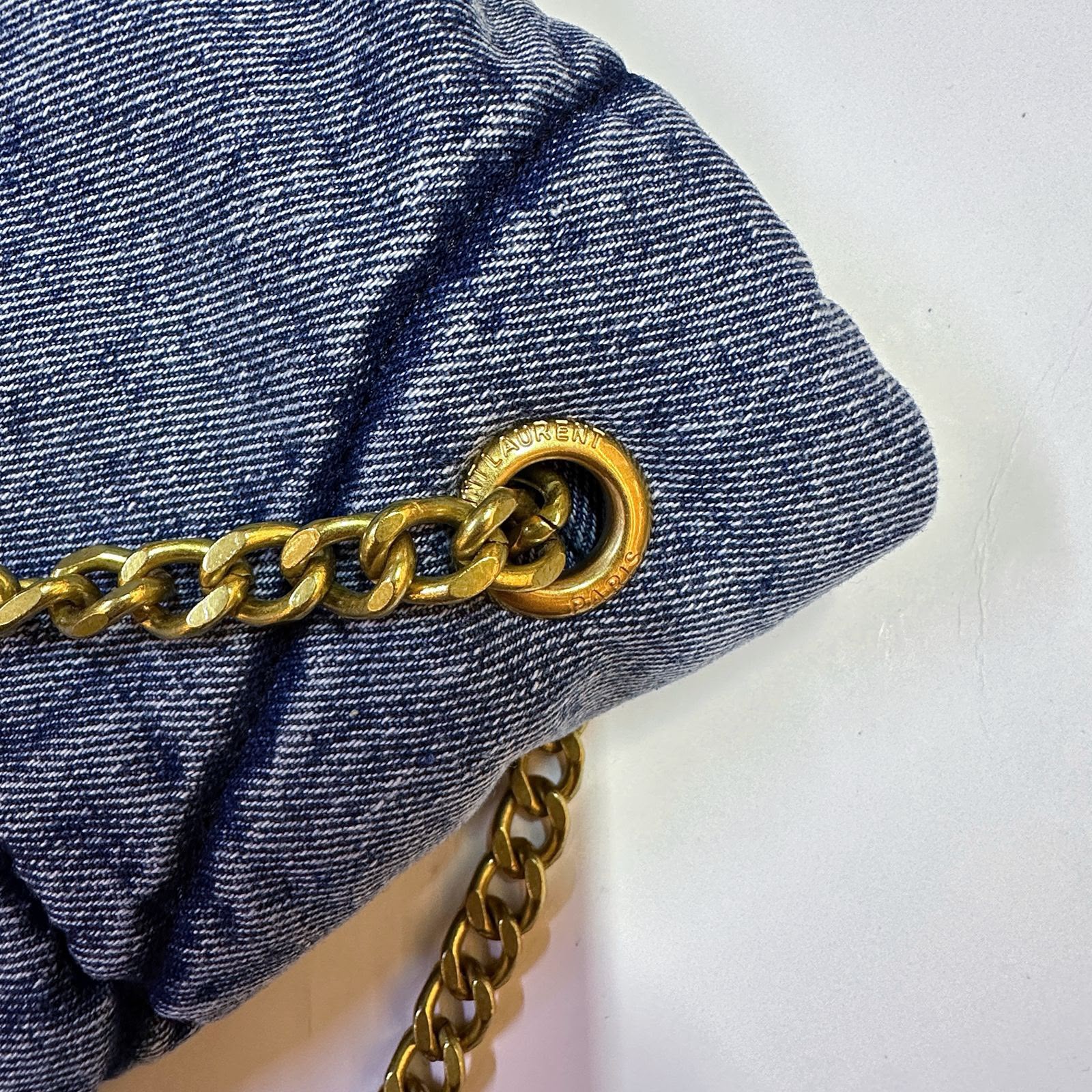 Denim Quilted Chain Shoulder Bag for Women