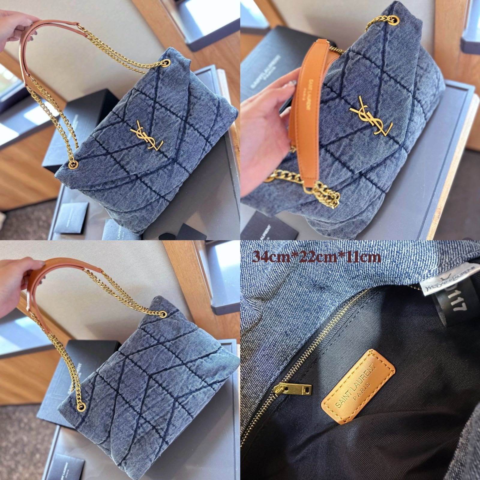 Denim Quilted Chain Shoulder Bag for Women
