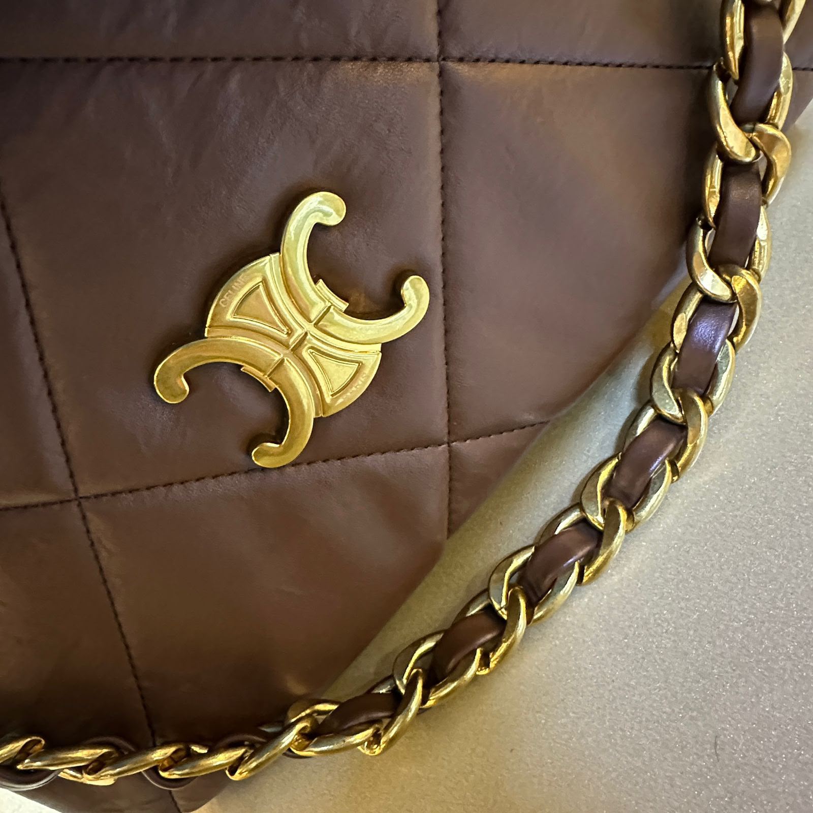 Luxury Quilted Leather Shoulder Bag – 32cm, Black & Brown, Master Quality
