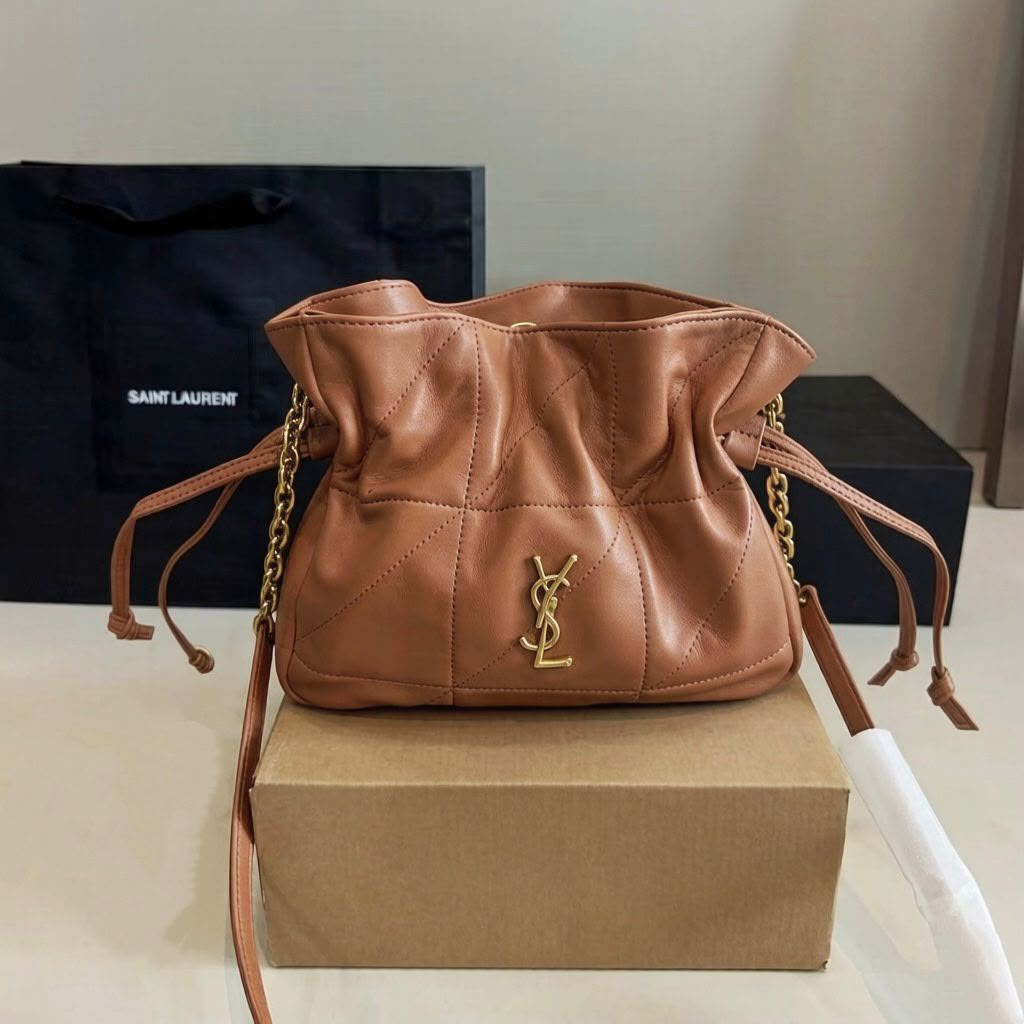 Luxury Quilted Drawstring Shoulder Bag