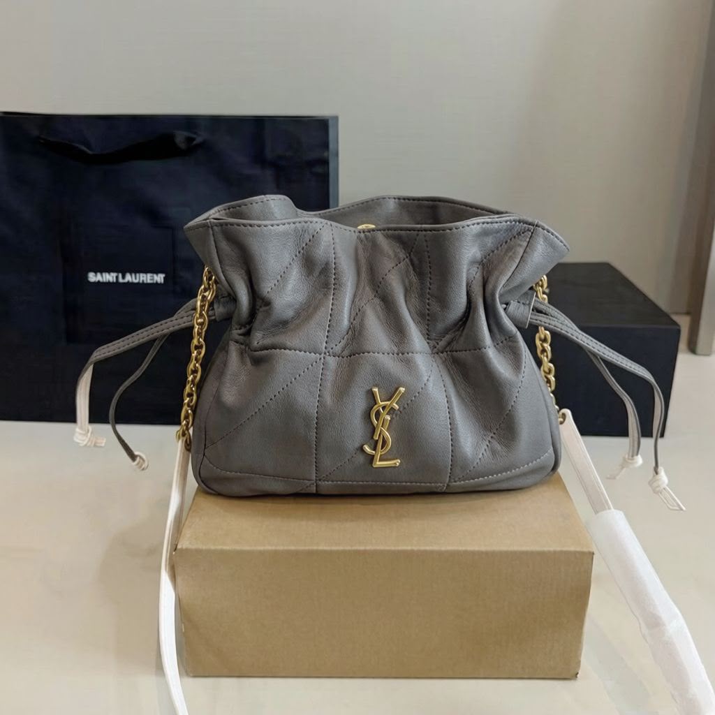 Luxury Quilted Drawstring Shoulder Bag