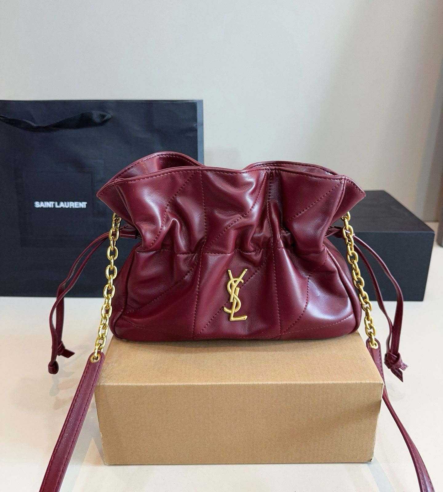 Luxury Quilted Drawstring Shoulder Bag