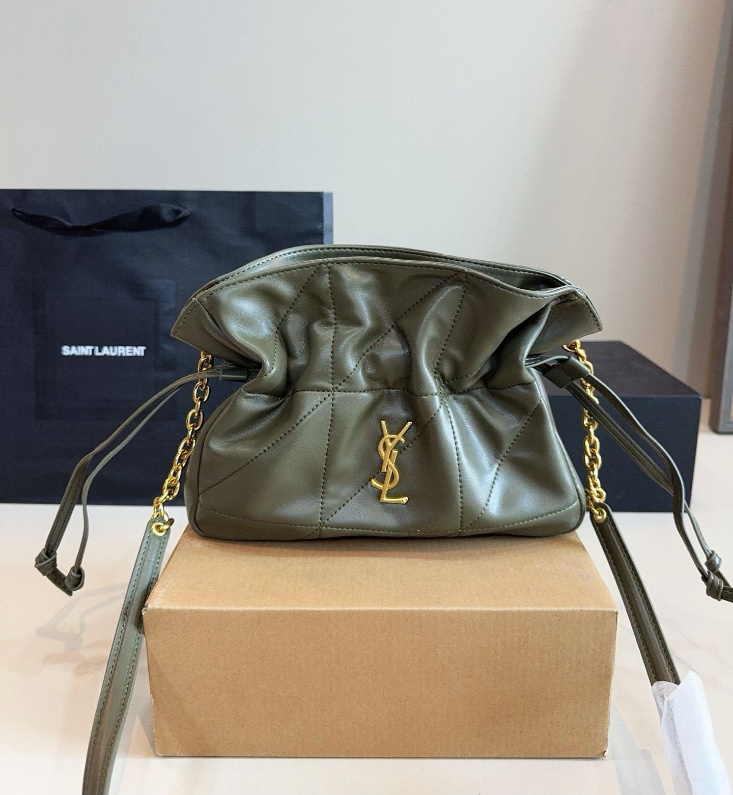 Luxury Quilted Drawstring Shoulder Bag